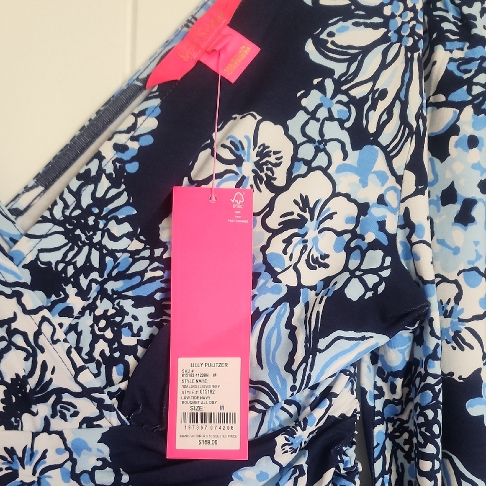 Lilly Pulitzer Blue and White Floral Romper - Picture 2 of 4